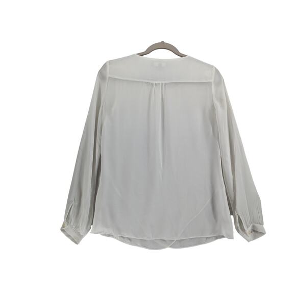 Banana‎ Republic Sheer Blouse XS White Pleated Long Sleeves Overlay Office Shirt - Picture 3 of 8